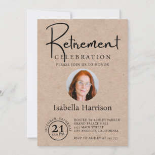 Custom Photo on Paper Background Retirement Invitation