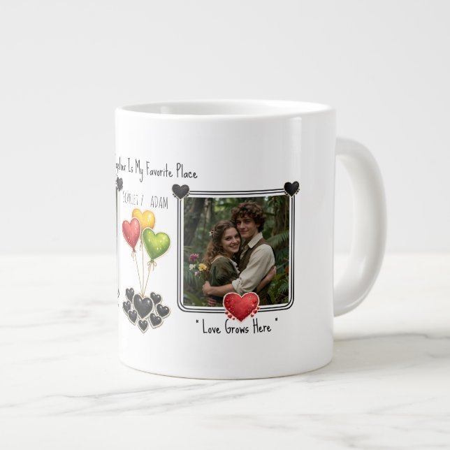 Custom Photo Online Dating Valentines Coffee  Large Coffee Mug (Front Right)
