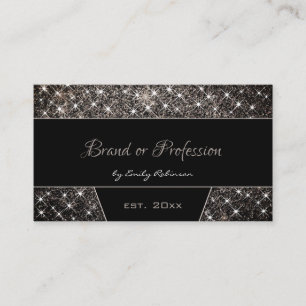 Custom Photo or Logo Black Platinum Glitter Spark Business Card