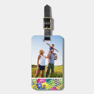 Custom Photo Orchid Begonia And Palm Leaves Luggage Tag