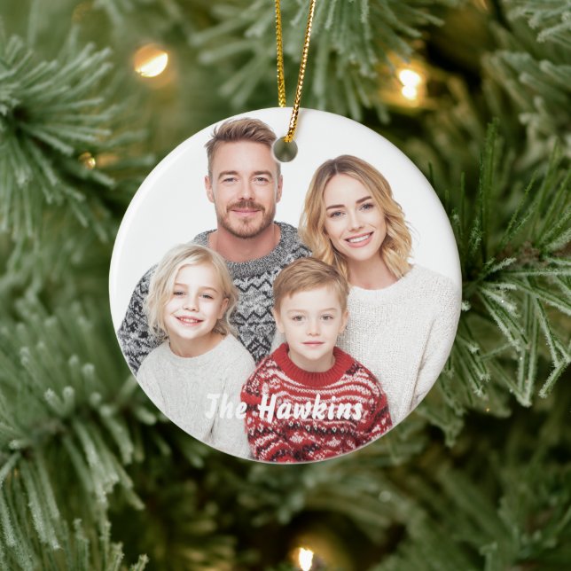 Custom Photo Ornament for Families | Family Name (Tree)