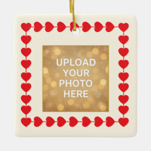 Custom Photo Ornament – Red Heart Frame 