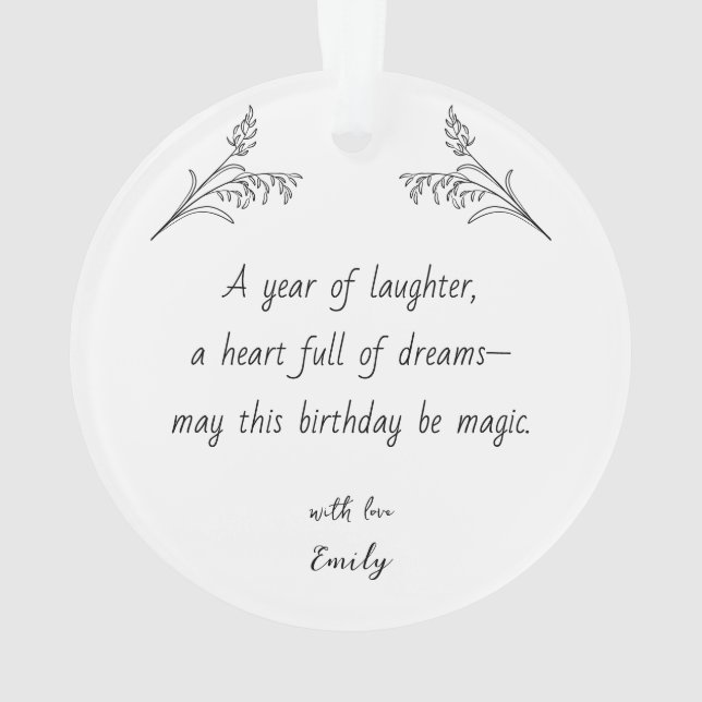 Custom Photo Ornament with Birthday Message (dos)
