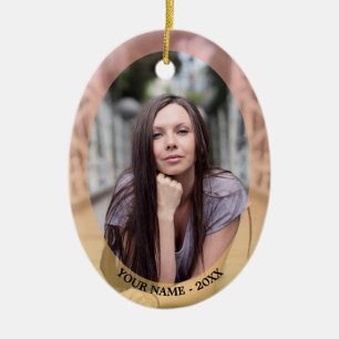 Custom Photo Oval Pastel Frame Christmas Ornament