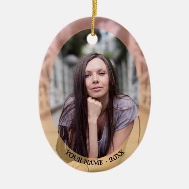 Custom Photo Oval Pastel Frame Christmas Ornament (Front)