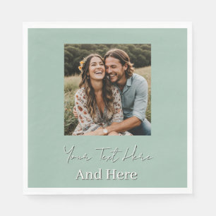 Custom Photo pale green Engagement Party Napkin