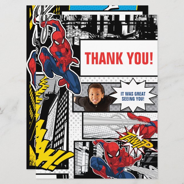 Custom Photo Panel Spider-Man Thank You Card (Front/Back)