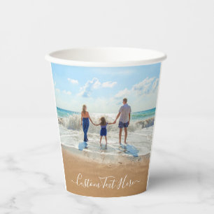 Custom Photo Paper Cups with Text Personalized