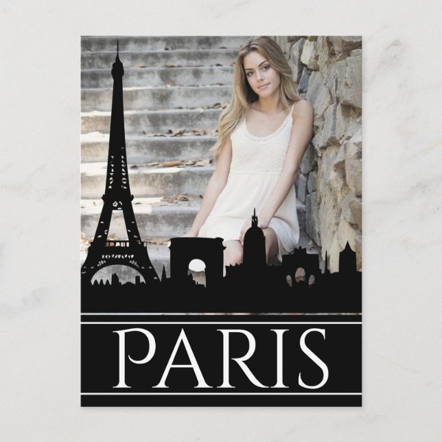 Custom Photo Paris Skyline with Eiffel Tower Postcard (Front)