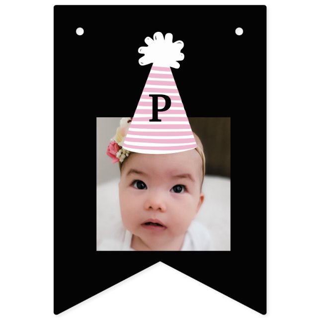 Custom Photo Party Hat Girls Birthday  Bunting Flags (Fourth Flag)