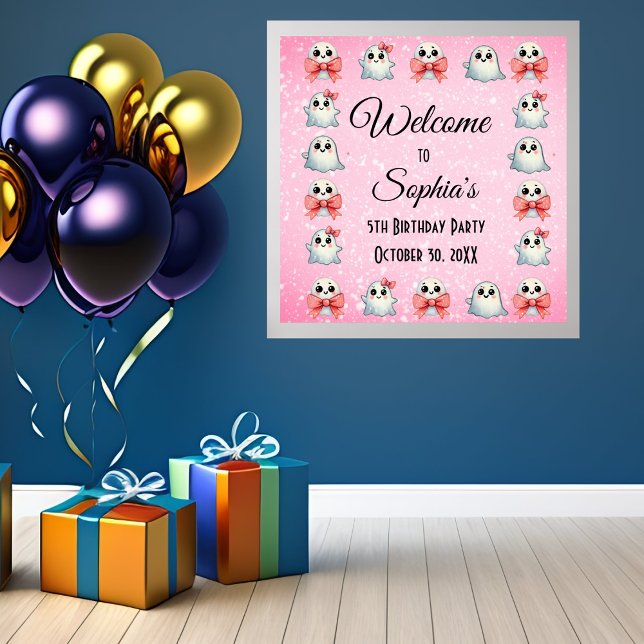 Custom Photo Pastel Ghost Theme Kids Birthday Poster (Creator Uploaded)