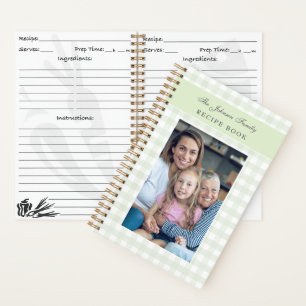 Custom Photo Pastel Green Family Recipe Book