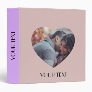 Custom Photo Pastel Mauve Heart Minimalist Love   Binder