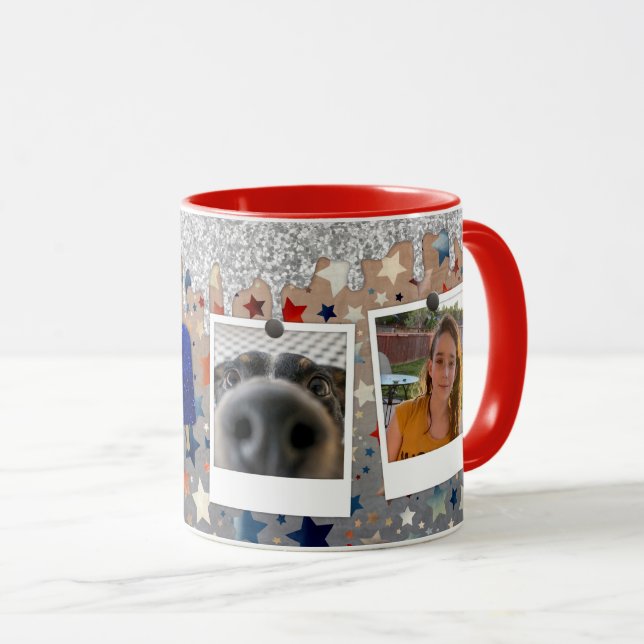 Custom Photo Patriotic Stars Red, White And Blue  Mug (Front Right)
