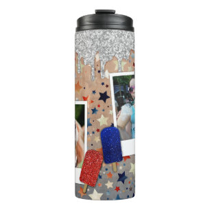 Custom Photo Patriotic Stars Red, White And Blue Thermal Tumbler