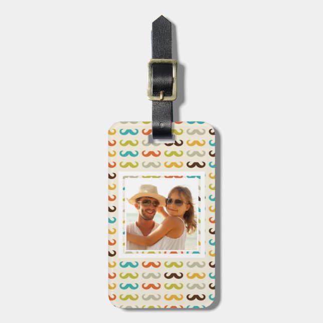 Custom Photo Pattern with moustache Luggage Tag (Front Vertical)