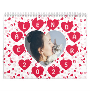 Custom Photo Paw Print Pattern Calendar 2025