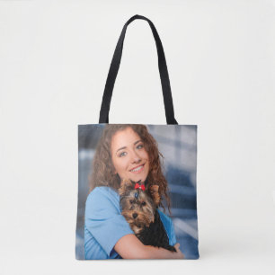 Custom Photo Personalize Family Puppy Tote Bag