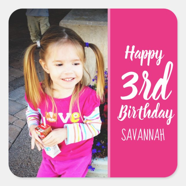 Custom Photo Personalized Birthday Party Stickers (Front)