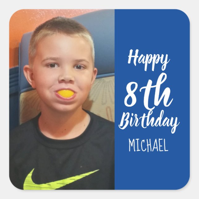 Custom Photo Personalized Birthday Party Stickers (Front)