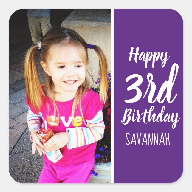 Custom Photo Personalized Birthday Party Stickers (Front)