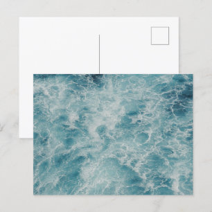 Custom Photo Personalized Blue Beach Waves Holiday Postcard