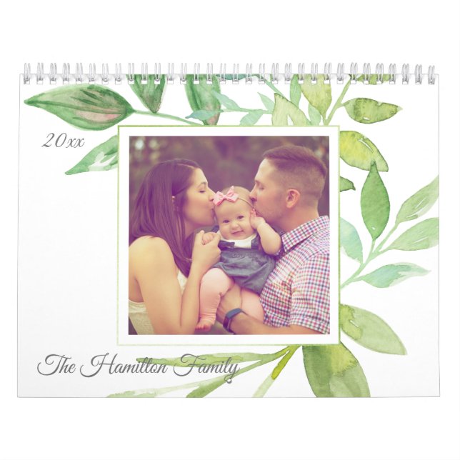 Custom Photo Personalized Botanical Frame Calendar (Cover)