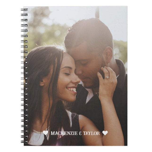 Custom Photo Personalized Couple Love Heart Notebook (Front)