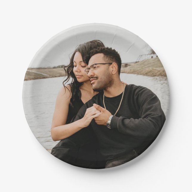 Custom Photo Personalized Couple Picture Paper Plate (Front)