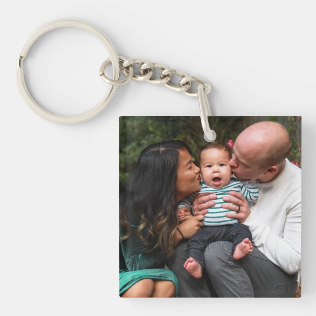 Custom Photo Personalized Family Keychain (Front)