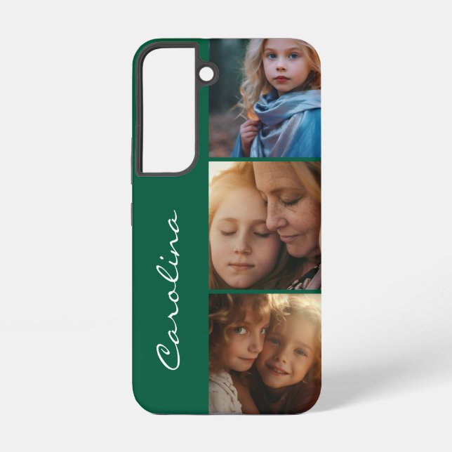Custom Photo Personalized Forest Green Samsung Galaxy S22 Case (Back)