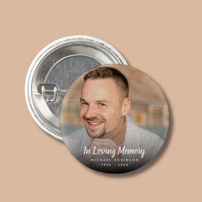 Custom Photo Personalized Funeral Memorial   1 Inch Round Button (Creator Uploaded)