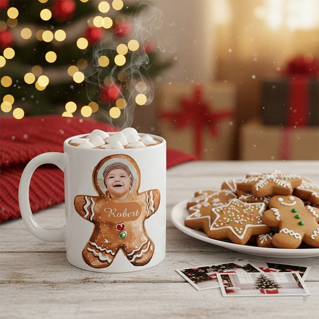Custom photo personalized gingerbread man  coffee mug (Creator Uploaded)