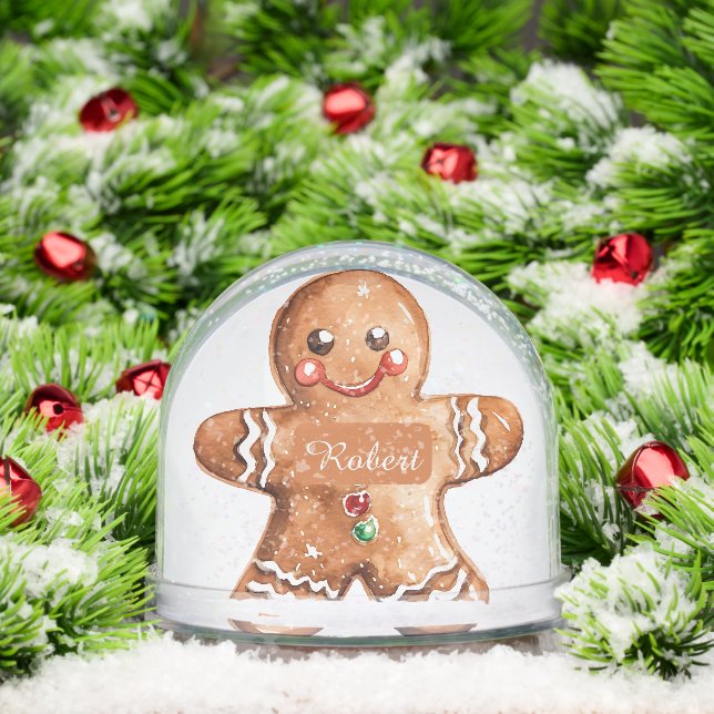 Custom photo personalized gingerbread man  snowglobe (Christmas)