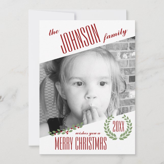 Custom Photo Personalized Holiday Christmas Card (Front)