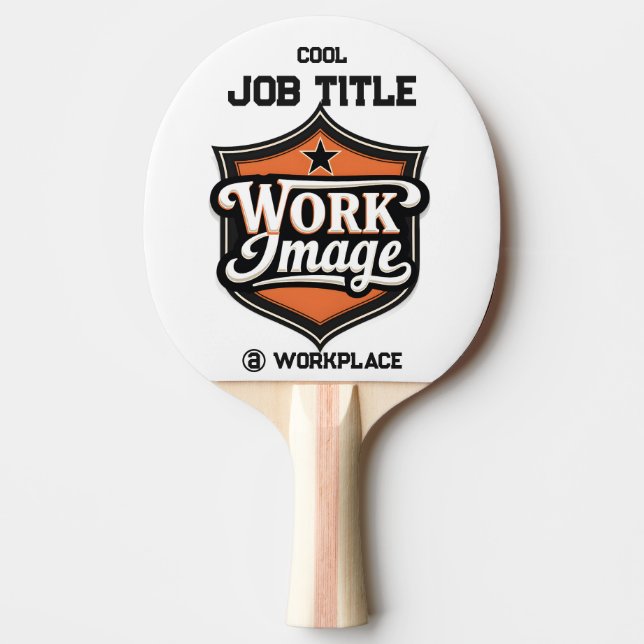 Custom Photo Personalized Job Title & Workplace  Ping Pong Paddle (Front)