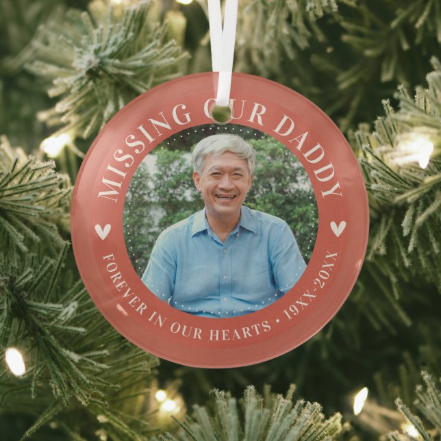 Custom Photo Personalized Memorial Death Glass Ornament (Insitu)