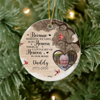 Custom Photo Personalized Memorial Death MOrnament Ceramic Ornament