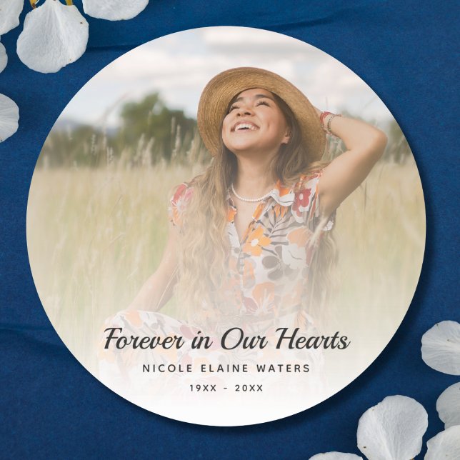 Custom Photo Personalized Memorial funeral death Classic Round Sticker (Creator Uploaded)
