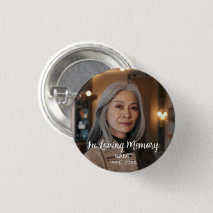 Custom Photo Personalized Memorial Tribute Funeral 1 Inch Round Button