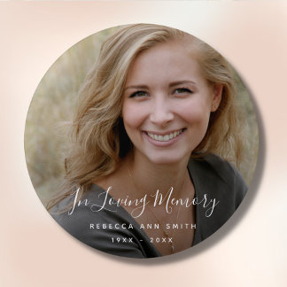 Custom Photo Personalized Memorial Tribute Funeral 1 Inch Round Button
