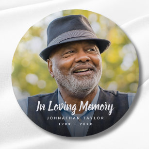 Custom Photo Personalized Memorial Tribute Funeral 1 Inch Round Button