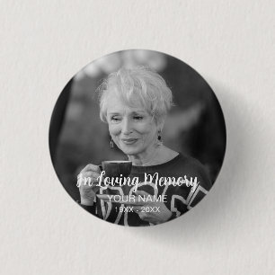 Custom Photo Personalized Memorial Tribute Funeral 1 Inch Round Button