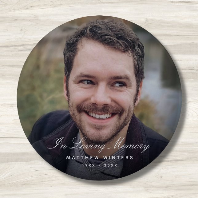 Custom Photo Personalized Memorial Tribute Funeral 2 Inch Round Button (Photo Memorial Buttons)