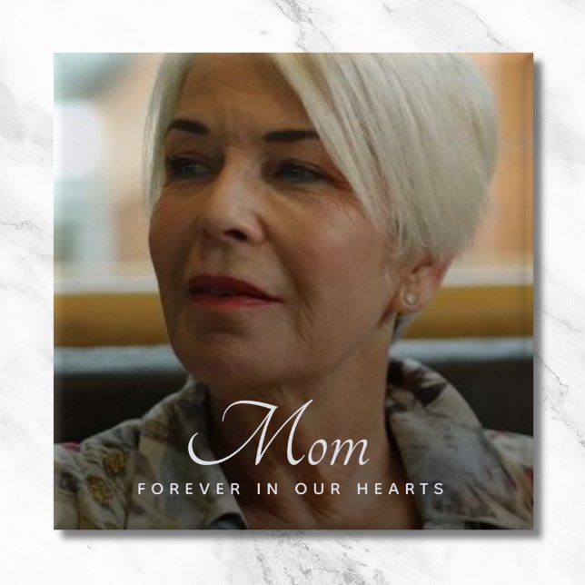 Custom Photo Personalized Memorial Tribute Funeral 2 Inch Square Button (Photo Memorial Button)