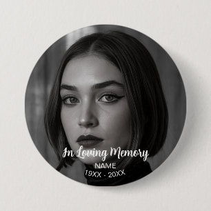 Custom Photo Personalized Memorial Tribute Funeral 3 Inch Round Button