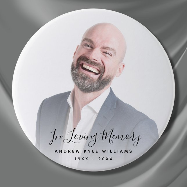 Custom Photo Personalized Memorial Tribute Funeral 3 Inch Round Button (Photo Memorial Buttons)