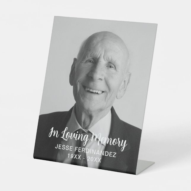Custom Photo Personalized Memorial Tribute Funeral Pedestal Sign (Front)