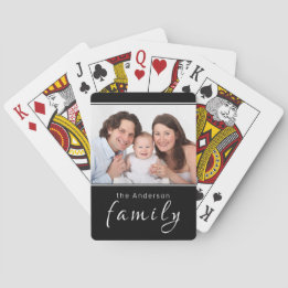 Custom Photo Personalized Name Black Playing Cards