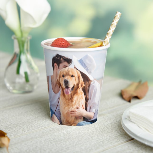 Custom Photo Personalized Name Date Wedding Paper Cups (Insitu)